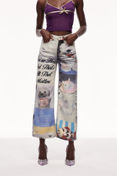 Cayley Baskılı Kot Pantolon